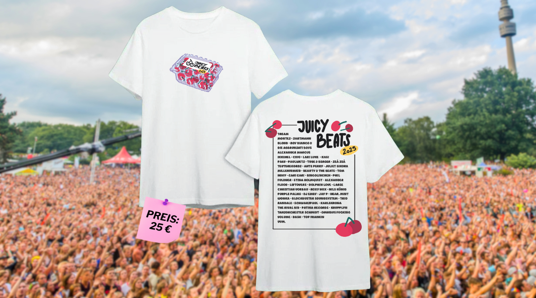 Line Up 2025 Shirt Merch Drop Foto vom 2025er Line Up Tshirt in der Farbe weiß