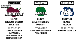 Grafik der Stages, auf denen die Silent Disco statt findet